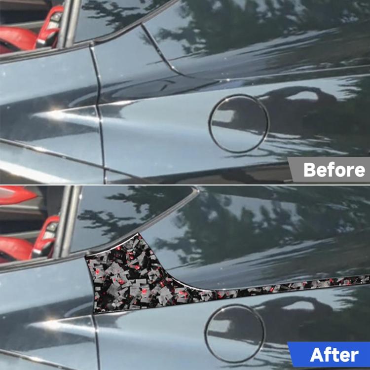 Set di 4 adesivi decorativi laterali posteriori per auto in fibra di carbonio con lamina dorata forgiata per Chevrolet Corvette C8 2020-, lato guidatore sinistro e destro., Rear Sides