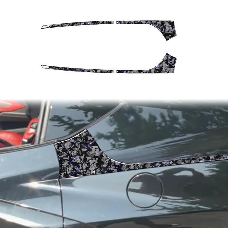 Set di 4 adesivi decorativi laterali posteriori per auto in fibra di carbonio con lamina dorata forgiata per Chevrolet Corvette C8 2020-, lato guidatore sinistro e destro., Rear Sides