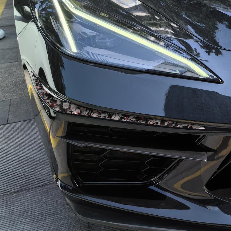 Set di 2 adesivi decorativi angolari per paraurti auto in fibra di carbonio con lamina dorata forgiata per Chevrolet Corvette C8 2020-, lato guidatore sinistro e destro., Bumper Corner