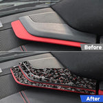 Set di 6 adesivi decorativi per clacson da montare sul montante A interno dell'auto, in fibra di carbonio con lamina dorata forgiata, per Chevrolet Corvette C8 2020-, lato guidatore sinistro e destro., Inside A-pillar Horn