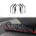 Set di 6 adesivi decorativi per clacson da montare sul montante A interno dell'auto, in fibra di carbonio con lamina dorata forgiata, per Chevrolet Corvette C8 2020-, lato guidatore sinistro e destro., Inside A-pillar Horn