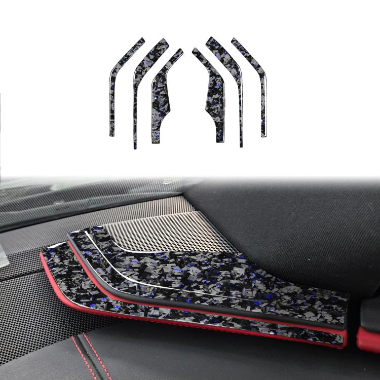 Set di 6 adesivi decorativi per clacson da montare sul montante A interno dell'auto, in fibra di carbonio con lamina dorata forgiata, per Chevrolet Corvette C8 2020-, lato guidatore sinistro e destro., Inside A-pillar Horn
