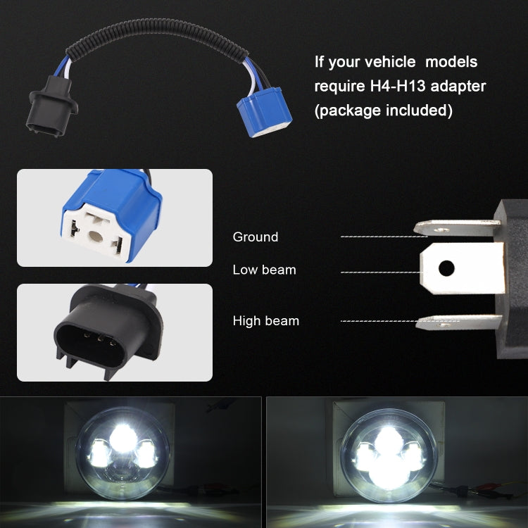 Lampade per fari a LED a forma rotonda per auto da 7 pollici H4 / H13 DC 9V-30V 4000LM 6000K 40W per Jeep Wrangler, DC 9V-30V 4000LM 6000K 40W