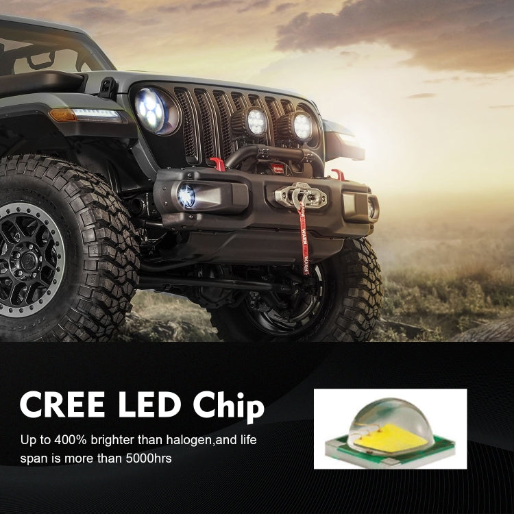 Lampade per fari a LED a forma rotonda per auto da 7 pollici H4 / H13 DC 9V-30V 4000LM 6000K 40W per Jeep Wrangler, DC 9V-30V 4000LM 6000K 40W