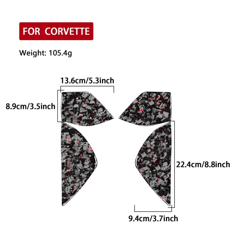 Set di 4 adesivi decorativi per la parte anteriore dell'auto in fibra di carbonio con lamina dorata forgiata per Chevrolet Corvette C8 2020-, lato guidatore sinistro e destro., Front Slot