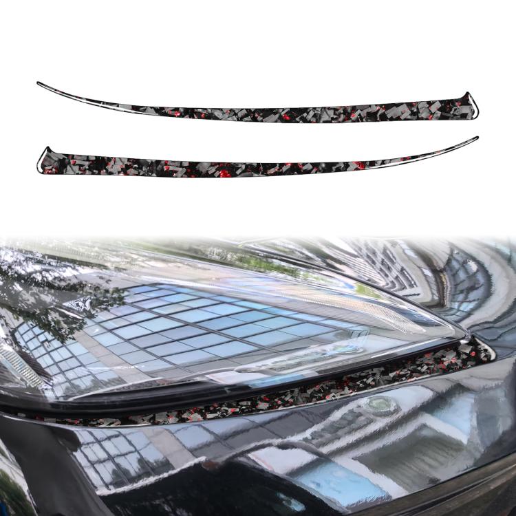 Set di 2 adesivi decorativi in fibra di carbonio con lamina dorata forgiata, da posizionare sotto i fari anteriori dell'auto, per Chevrolet Corvette C8 2020-, lato guidatore sinistro e destro., Front Light Below