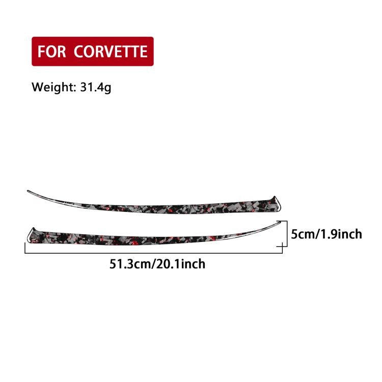 Set di 2 adesivi decorativi in fibra di carbonio con lamina dorata forgiata, da posizionare sotto i fari anteriori dell'auto, per Chevrolet Corvette C8 2020-, lato guidatore sinistro e destro., Front Light Below