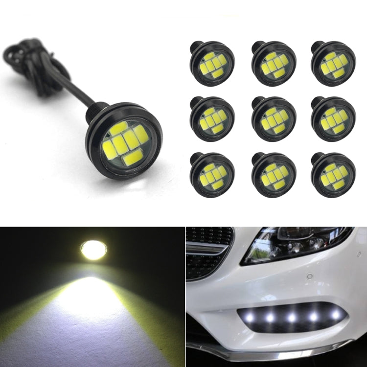 10 PCS 23mm 6LEDs SMD-5730 DC9-80V Moto Eagle Eye Light, 6LEDs SMD-5730, 6LEDs SMD-5730(White Light)