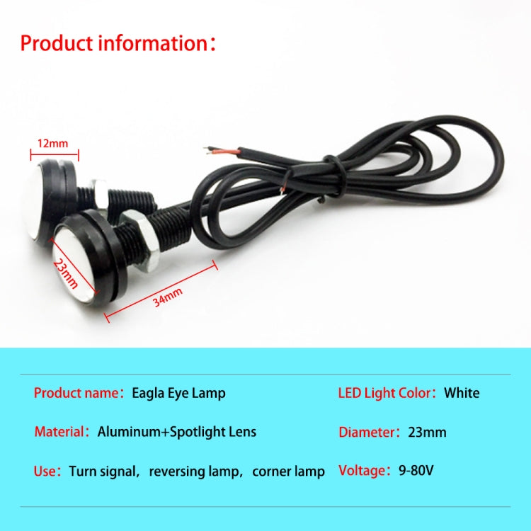 10 PCS 23mm 6LEDs SMD-5730 DC9-80V Moto Eagle Eye Light, 6LEDs SMD-5730, 6LEDs SMD-5730(White Light)