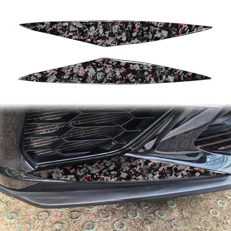Set di 2 adesivi decorativi laterali per paraurti anteriore auto in fibra di carbonio con lamina dorata forgiata per Chevrolet Corvette C8 2020-, lato guidatore sinistro e destro., Front Bumper Sides