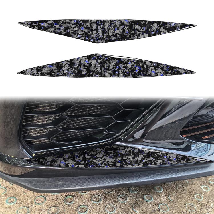 Set di 2 adesivi decorativi laterali per paraurti anteriore auto in fibra di carbonio con lamina dorata forgiata per Chevrolet Corvette C8 2020-, lato guidatore sinistro e destro., Front Bumper Sides