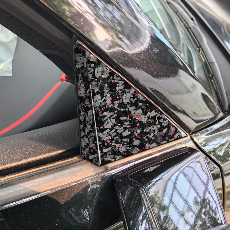 Set di 4 adesivi decorativi per montante A esterno dell'auto in fibra di carbonio con lamina dorata forgiata per Chevrolet Corvette C8 2020-, lato guidatore sinistro e destro., Outside A-pillar