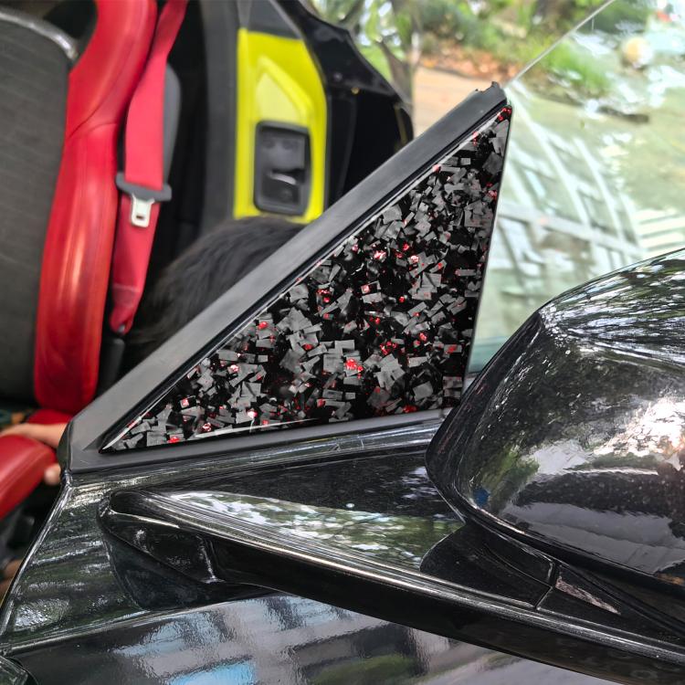 Set di 4 adesivi decorativi per montante A esterno dell'auto in fibra di carbonio con lamina dorata forgiata per Chevrolet Corvette C8 2020-, lato guidatore sinistro e destro., Outside A-pillar