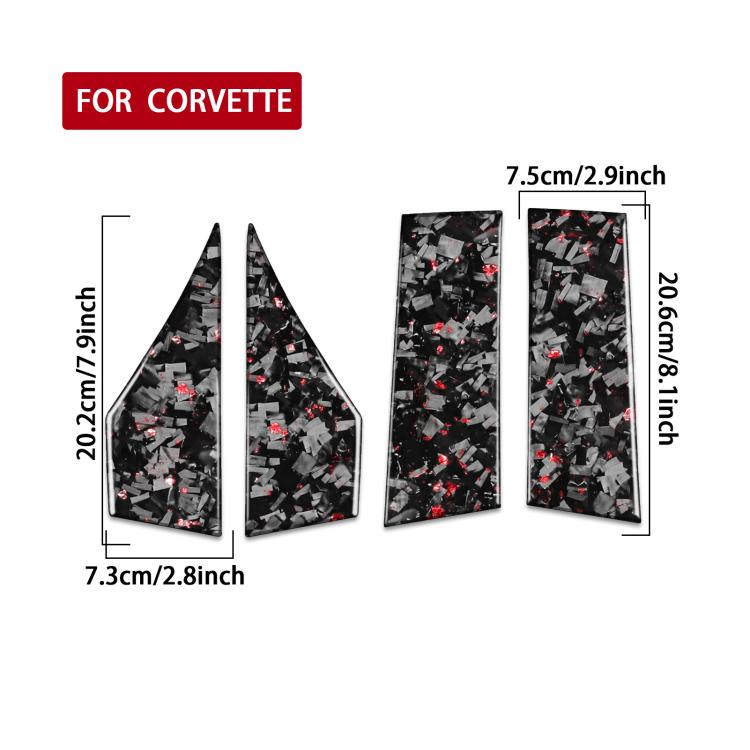 Set di 4 adesivi decorativi laterali per tetto auto in fibra di carbonio con lamina dorata forgiata per Chevrolet Corvette C8 2020-, lato guidatore sinistro e destro., Roof Sides