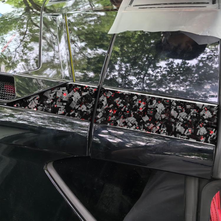 Set di 4 adesivi decorativi laterali per tetto auto in fibra di carbonio con lamina dorata forgiata per Chevrolet Corvette C8 2020-, lato guidatore sinistro e destro., Roof Sides