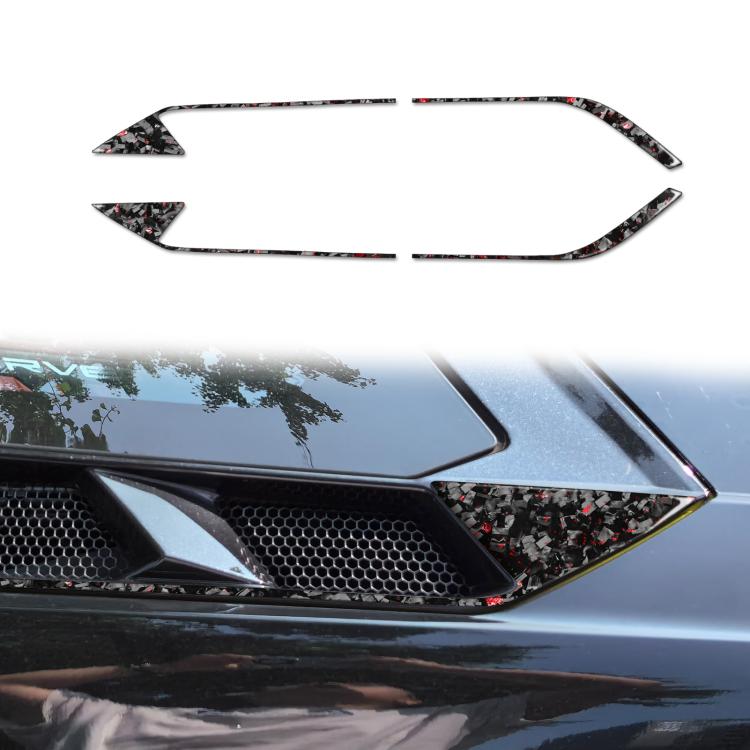 Set di 4 adesivi decorativi in fibra di carbonio con lamina dorata forgiata per prese d'aria del motore sul tetto dell'auto, per Chevrolet Corvette C8 2020-, lato guidatore sinistro e destro., Roof Engine Vents