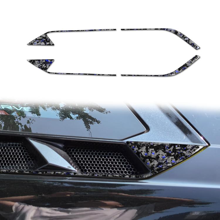Set di 4 adesivi decorativi in fibra di carbonio con lamina dorata forgiata per prese d'aria del motore sul tetto dell'auto, per Chevrolet Corvette C8 2020-, lato guidatore sinistro e destro., Roof Engine Vents