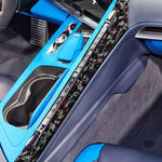Set di 2 adesivi decorativi laterali per console centrale auto in fibra di carbonio con lamina dorata forgiata per Chevrolet Corvette C8 2020-, lato guidatore sinistro, Center Console Side, Left Driver