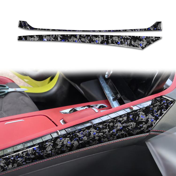 Set di 2 adesivi decorativi laterali per console centrale auto in fibra di carbonio con lamina dorata forgiata per Chevrolet Corvette C8 2020-, lato guidatore sinistro, Center Console Side, Left Driver