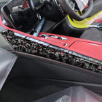 Set di 2 adesivi decorativi laterali per console centrale auto in fibra di carbonio con lamina dorata forgiata per Chevrolet Corvette C8 2020-, lato destro guidatore., Center Console Side, Right Driver