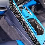 Set di 2 adesivi decorativi laterali per console centrale auto in fibra di carbonio con lamina dorata forgiata per Chevrolet Corvette C8 2020-, lato destro guidatore., Center Console Side, Right Driver