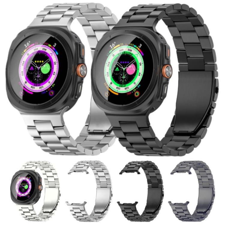 Cinturino per orologio in lega di titanio con fibbia piatta a tre perline, For Samsung Galaxy Watch Ultra / Ultra 2025, For Samsung Galaxy Watch8 / Watch8 Classic