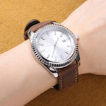 Cinturino per orologio xDfind Retro Crazy Horse Texture in pelle con motivo a cavallo incrociato, 20mm, 22mm