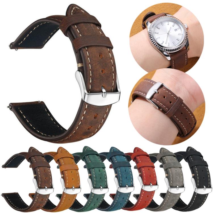 Cinturino per orologio xDfind Retro Crazy Horse Texture in pelle con motivo a cavallo incrociato, 24mm for Suunto 9 / 9 Baro / D5 / Core / 7, 14mm, 18mm