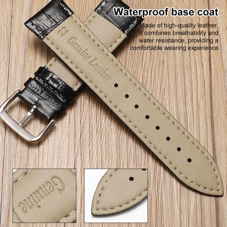 Cinturino per orologio in pelle con fibbia ad ardiglione e texture di bambù xDfind, 24mm for Suunto 9 / 9 Baro / D5 / Core / 7, 12mm, 14mm, 18mm