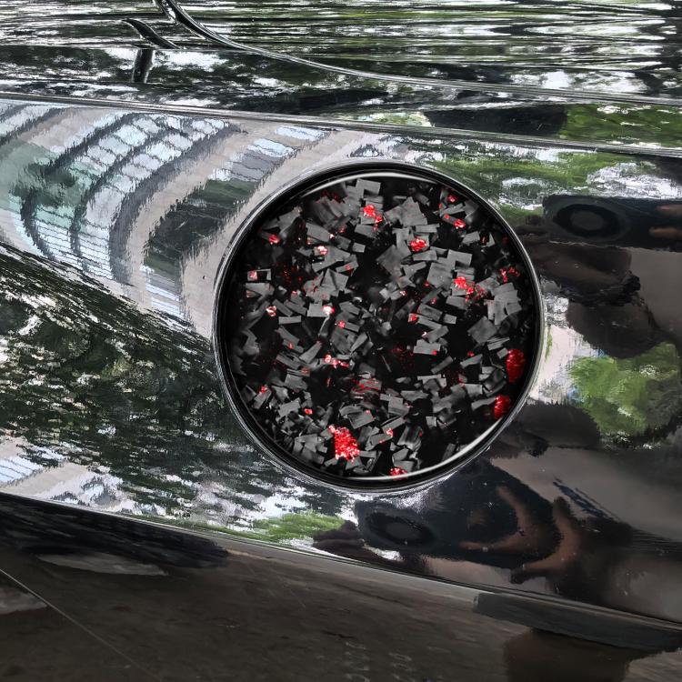 Adesivo decorativo per tappo serbatoio carburante auto in fibra di carbonio con lamina d'oro forgiata per Chevrolet Corvette C8 2020-, lato guidatore sinistro e destro, Fuel Tank Cap