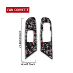 Set di 2 adesivi decorativi in fibra di carbonio con lamina dorata forgiata per finestrino auto Chevrolet Corvette C8 2020-, lato destro guidatore., Window Lift, Right Driver