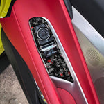 Set di 2 adesivi decorativi in fibra di carbonio con lamina dorata forgiata per finestrino auto Chevrolet Corvette C8 2020-, lato destro guidatore., Window Lift, Right Driver