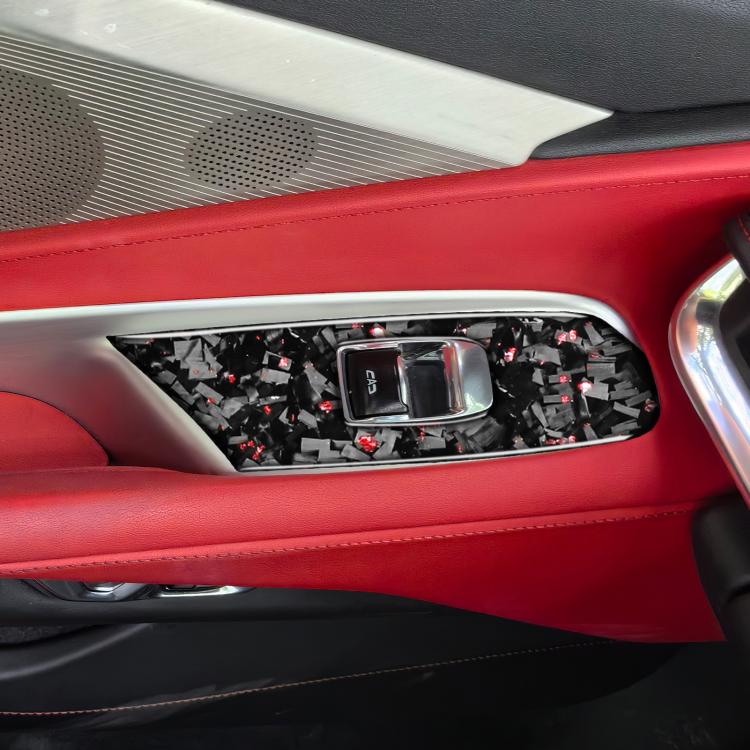 Set di 2 adesivi decorativi in fibra di carbonio con lamina dorata forgiata per finestrino auto Chevrolet Corvette C8 2020-, lato destro guidatore., Window Lift, Right Driver