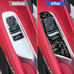 Set di 2 adesivi decorativi in fibra di carbonio con lamina dorata forgiata per finestrino auto Chevrolet Corvette C8 2020-, lato destro guidatore., Window Lift, Right Driver