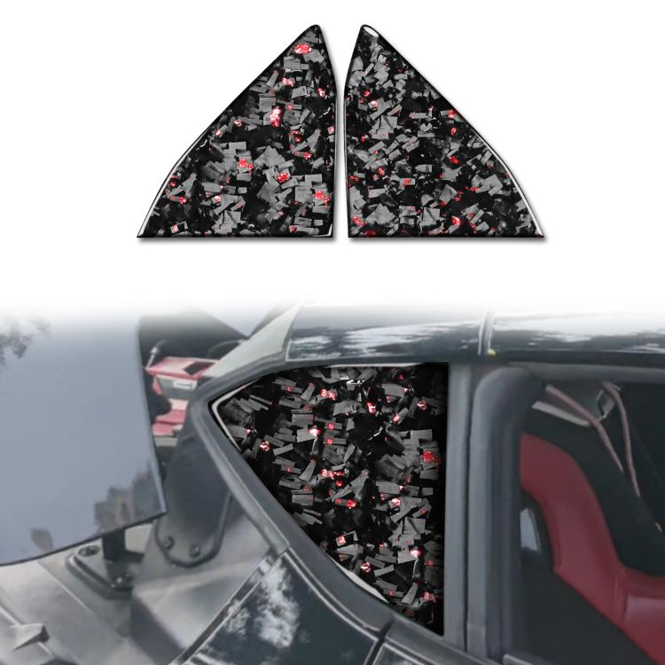 Set di 2 adesivi decorativi triangolari per finestrino posteriore dell'auto in fibra di carbonio con lamina dorata forgiata per Chevrolet Corvette C8 2020-, lato guidatore sinistro e destro., Rear Triangle Window