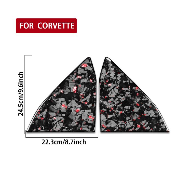 Set di 2 adesivi decorativi triangolari per finestrino posteriore dell'auto in fibra di carbonio con lamina dorata forgiata per Chevrolet Corvette C8 2020-, lato guidatore sinistro e destro., Rear Triangle Window