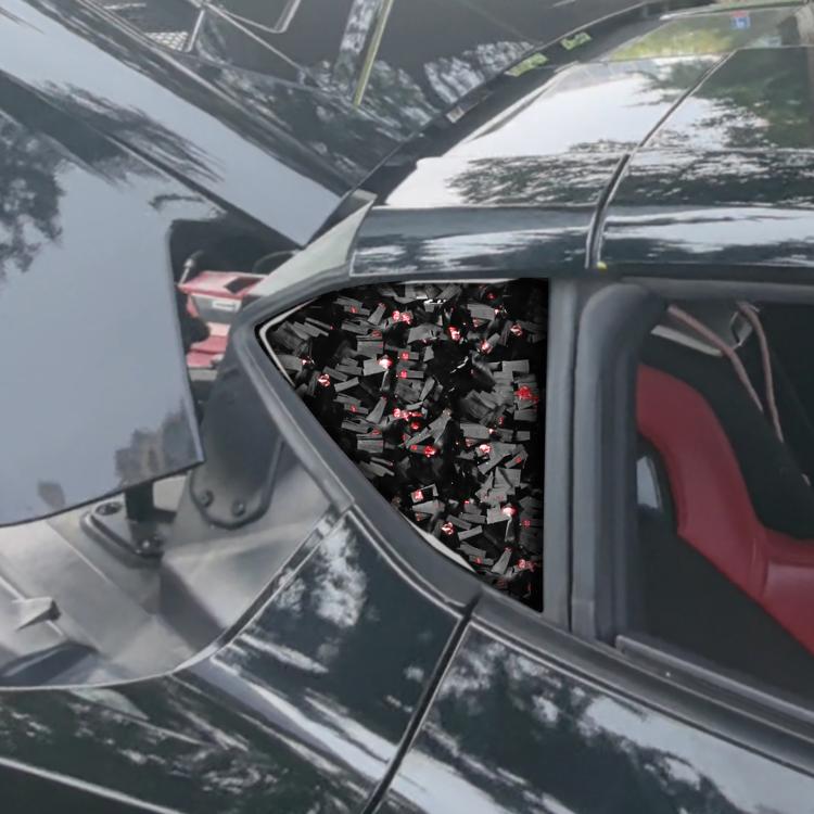 Set di 2 adesivi decorativi triangolari per finestrino posteriore dell'auto in fibra di carbonio con lamina dorata forgiata per Chevrolet Corvette C8 2020-, lato guidatore sinistro e destro., Rear Triangle Window