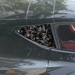 Set di 2 adesivi decorativi triangolari per finestrino posteriore dell'auto in fibra di carbonio con lamina dorata forgiata per Chevrolet Corvette C8 2020-, lato guidatore sinistro e destro., Rear Triangle Window