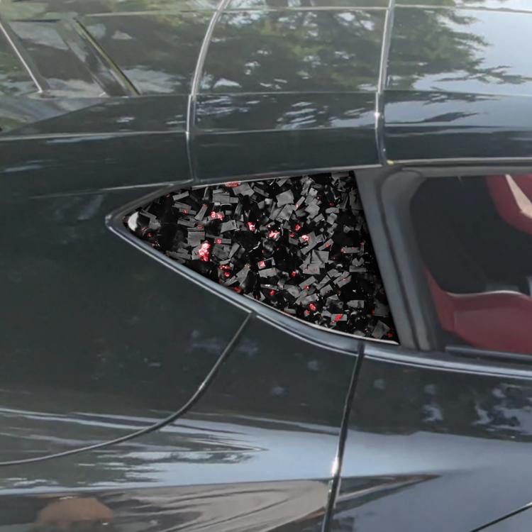 Set di 2 adesivi decorativi triangolari per finestrino posteriore dell'auto in fibra di carbonio con lamina dorata forgiata per Chevrolet Corvette C8 2020-, lato guidatore sinistro e destro., Rear Triangle Window