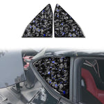 Set di 2 adesivi decorativi triangolari per finestrino posteriore dell'auto in fibra di carbonio con lamina dorata forgiata per Chevrolet Corvette C8 2020-, lato guidatore sinistro e destro., Rear Triangle Window
