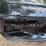 Set di 2 adesivi decorativi in fibra di carbonio con lamina dorata forgiata per prese d'aria laterali anteriori dell'auto, per Chevrolet Corvette C8 2020-, lato guidatore sinistro e destro., Front Sides Air Vents