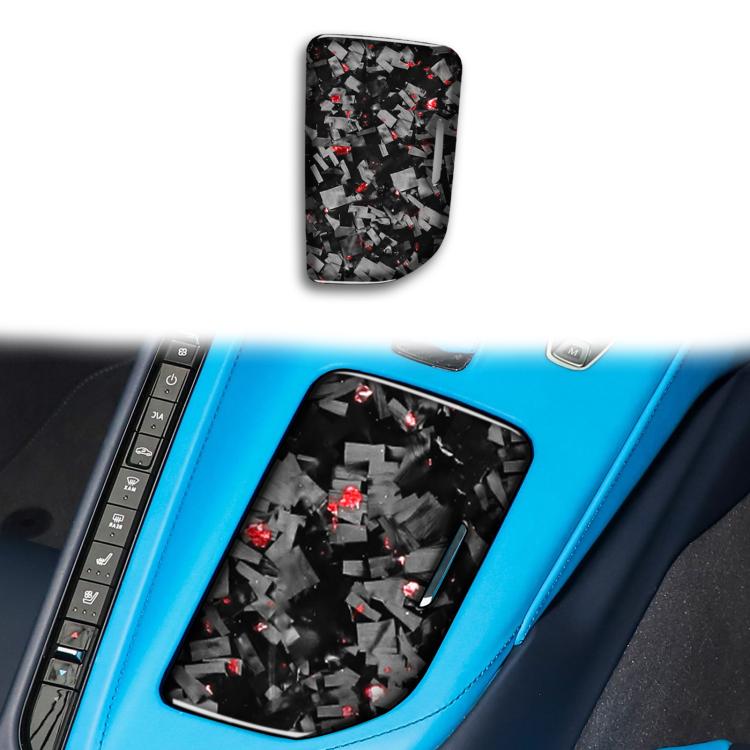 Adesivo decorativo per la copertura del pannello di controllo centrale dell'auto in fibra di carbonio con lamina d'oro forgiata per Chevrolet Corvette C8 2020-, lato destro (lato guidatore)., Central Control Cup Cover, Right Driver