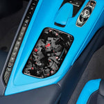 Adesivo decorativo per la copertura del pannello di controllo centrale dell'auto in fibra di carbonio con lamina d'oro forgiata per Chevrolet Corvette C8 2020-, lato destro (lato guidatore)., Central Control Cup Cover, Right Driver