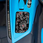 Adesivo decorativo per la copertura del pannello di controllo centrale dell'auto in fibra di carbonio con lamina d'oro forgiata per Chevrolet Corvette C8 2020-, lato destro (lato guidatore)., Central Control Cup Cover, Right Driver