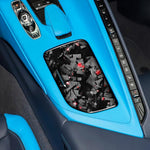 Adesivo decorativo per la copertura del pannello di controllo centrale dell'auto in fibra di carbonio con lamina d'oro forgiata per Chevrolet Corvette C8 2020-, lato guidatore sinistro, Central Control Cup Cover, Left Driver