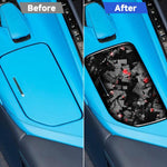 Adesivo decorativo per la copertura del pannello di controllo centrale dell'auto in fibra di carbonio con lamina d'oro forgiata per Chevrolet Corvette C8 2020-, lato guidatore sinistro, Central Control Cup Cover, Left Driver