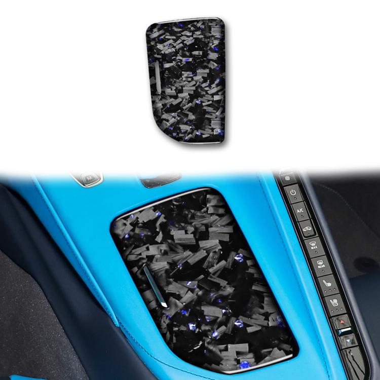 Adesivo decorativo per la copertura del pannello di controllo centrale dell'auto in fibra di carbonio con lamina d'oro forgiata per Chevrolet Corvette C8 2020-, lato guidatore sinistro, Central Control Cup Cover, Left Driver