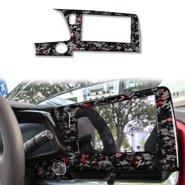 Cornice decorativa per schermo di controllo centrale auto in fibra di carbonio con lamina d'oro forgiata per Chevrolet Corvette C8 2020-, lato guidatore sinistro, Central Control Screen Frame, Left Driver
