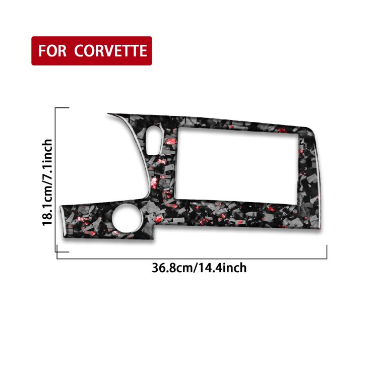 Cornice decorativa per schermo di controllo centrale auto in fibra di carbonio con lamina d'oro forgiata per Chevrolet Corvette C8 2020-, lato guidatore sinistro, Central Control Screen Frame, Left Driver