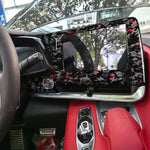 Cornice decorativa per schermo di controllo centrale auto in fibra di carbonio con lamina d'oro forgiata per Chevrolet Corvette C8 2020-, lato guidatore sinistro, Central Control Screen Frame, Left Driver